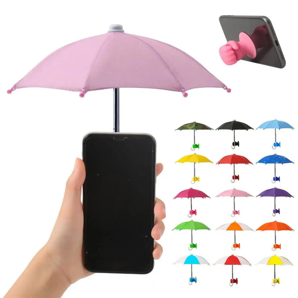 Phone Umbrella with Fist Suction Cup UV Protection Universal Mini Windproof Sun Shade Mobile Phone Umbrella Phone Accessories
