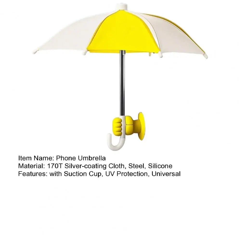 Phone Umbrella with Fist Suction Cup UV Protection Universal Mini Windproof Sun Shade Mobile Phone Umbrella Phone Accessories
